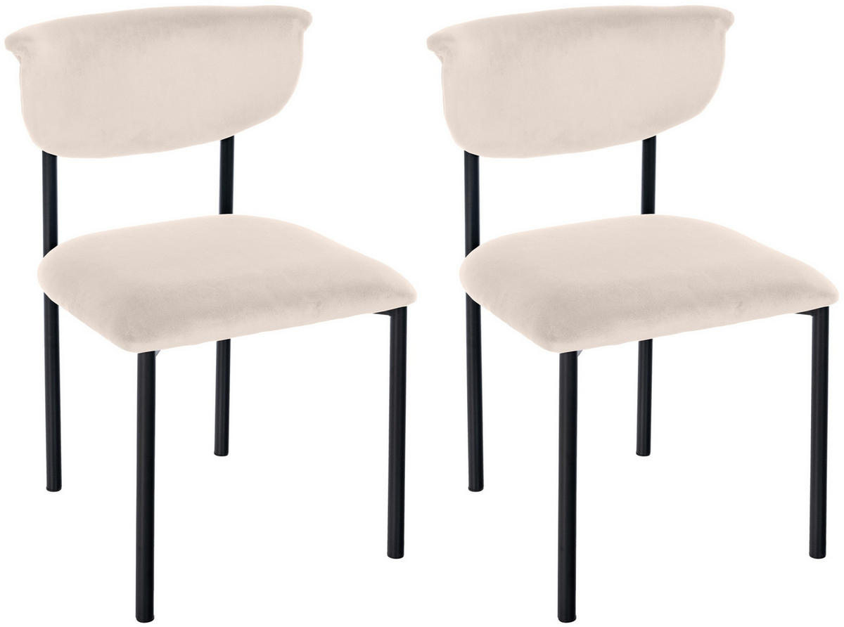 STUHL 2er Set Samt Creme - Creme, Textil/Metall (52/78/53cm) - CLP