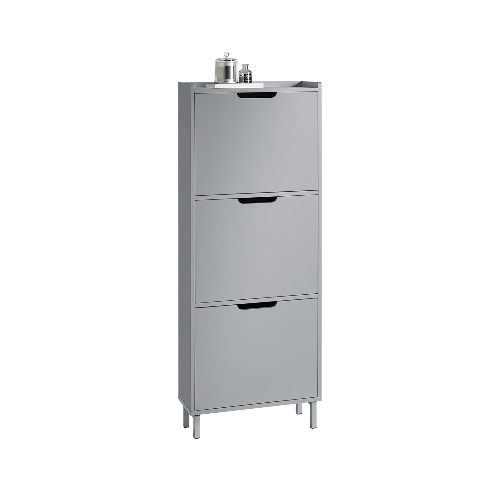 SCHUHSCHRANK Grau - Grau, Holzwerkstoff/Metall (50/129/19cm) - SoBuy