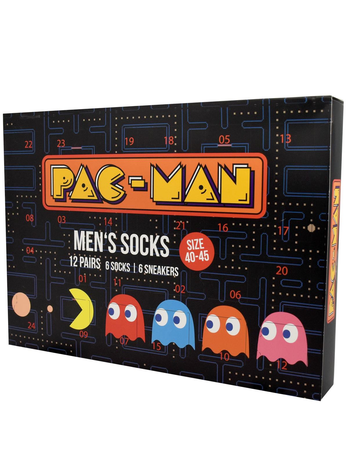 ADVENTSKALENDER Pac-Man mit 12 Paar Socken Größe 40-45 - Multicolor, Textil (37/5/26.5cm) - United Labels