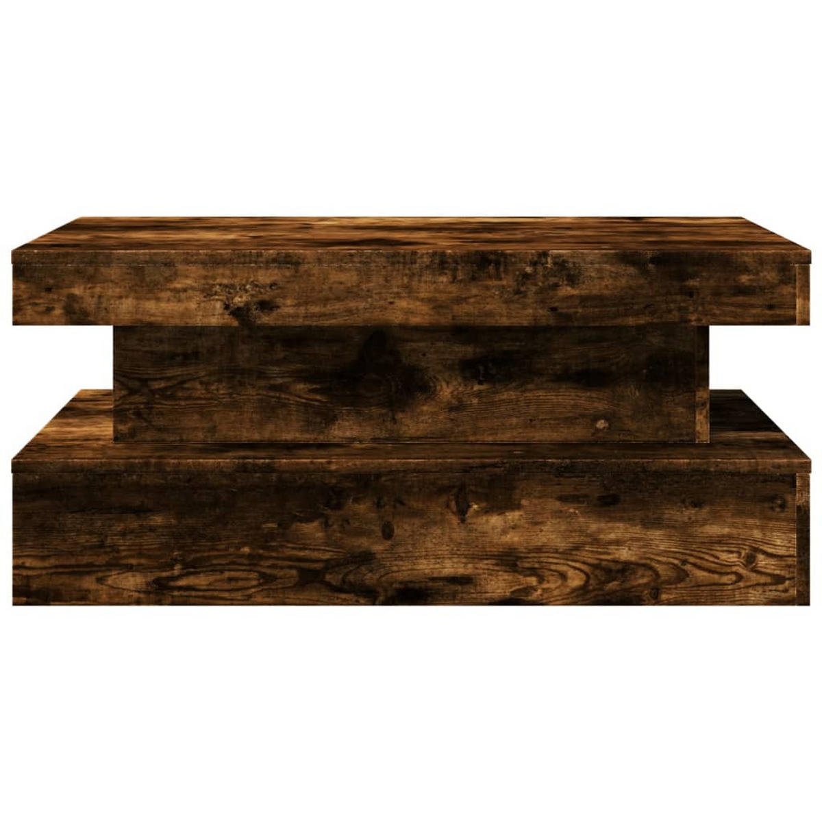 COUCHTISCH Moderner 90/50/40 cm aus Holzwerkstoff Räuchereiche-Dekor mit Led-Leuchten - Dunkelbraun, Holz (50/90/40cm) - vidaXL