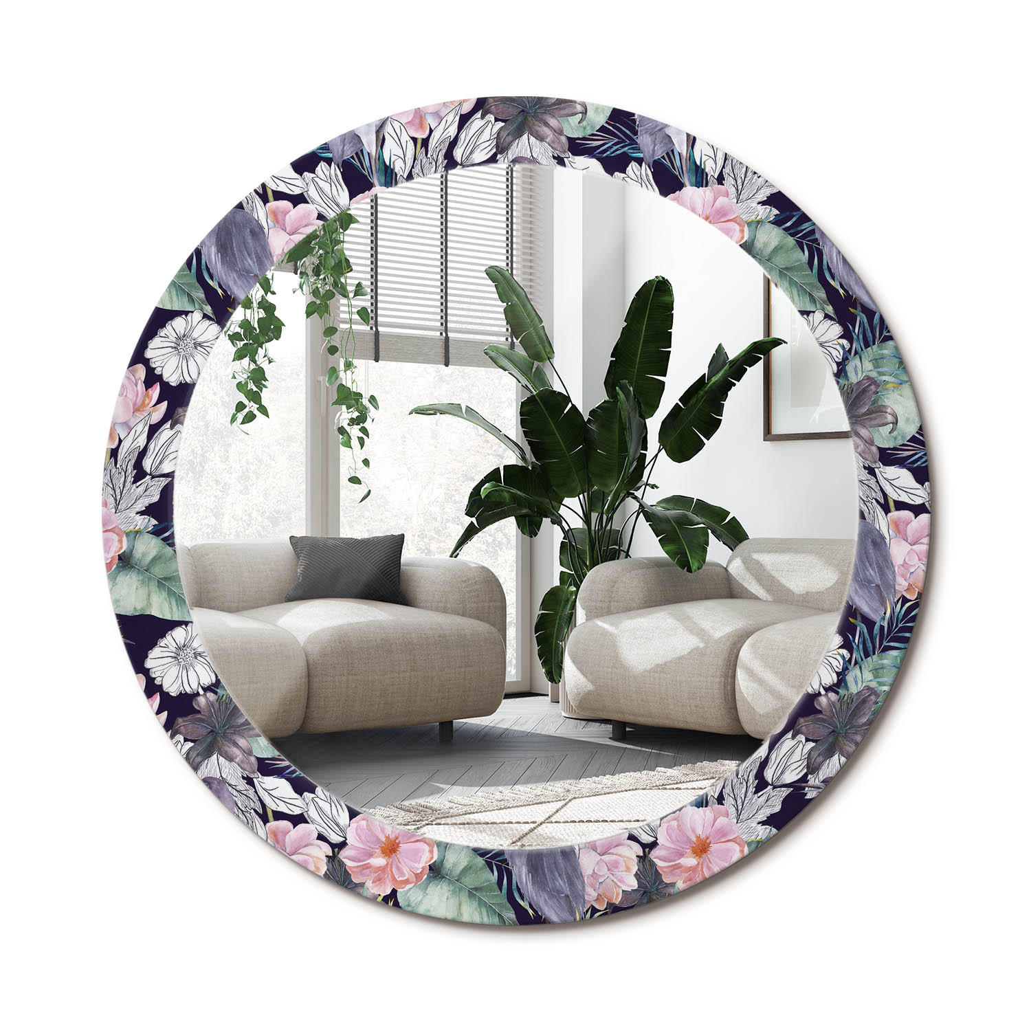 SPIEGEL Rund Ø 80 cm mit Aufdruck - Multicolor, Glas (80/80/0.4cm) - Wallfluent