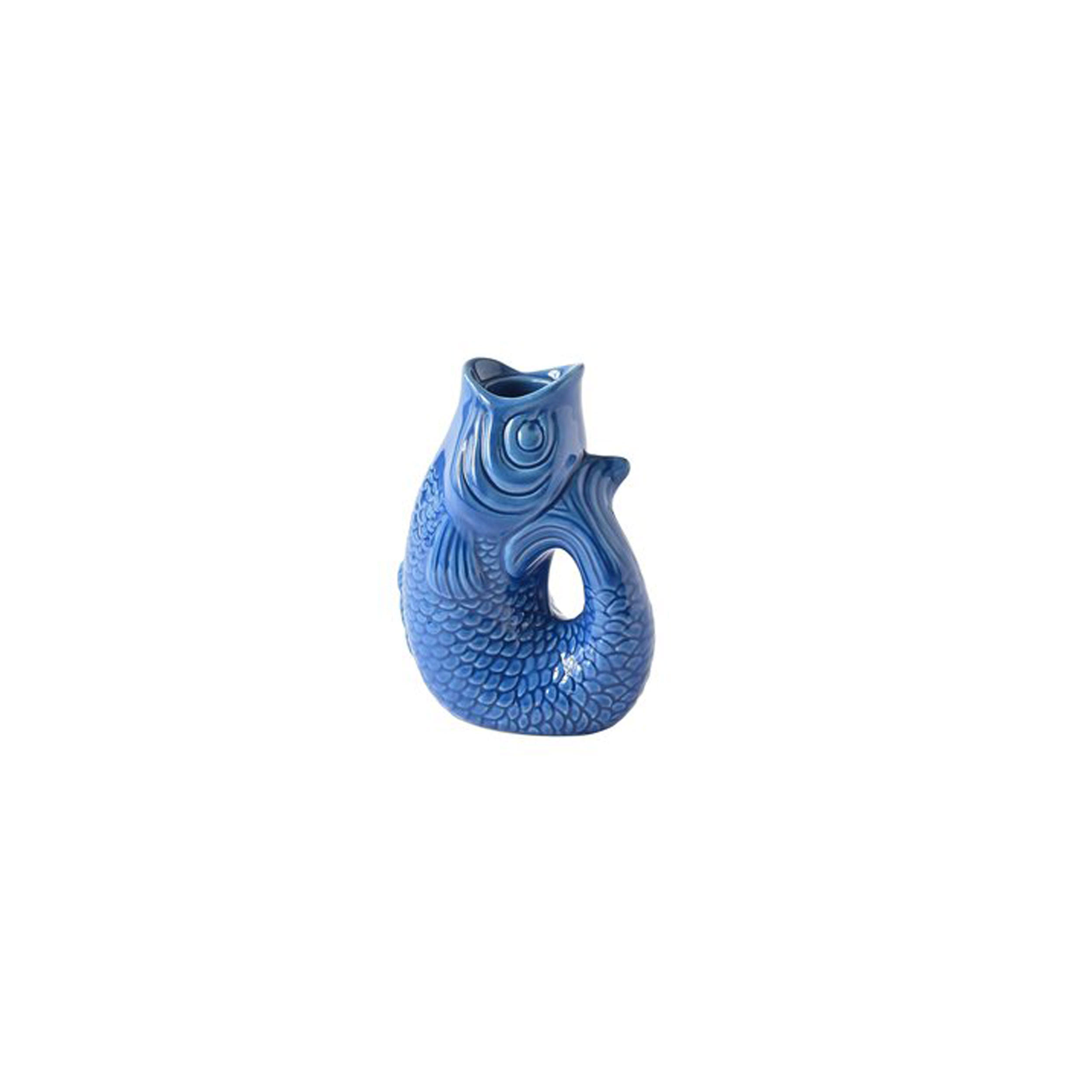 KERZENHALTER Monsieur Carafon XS Fisch-Form, Steingut, Azure, H 12.7 cm - Blau, Stein (8/8/8cm) - Gift Company