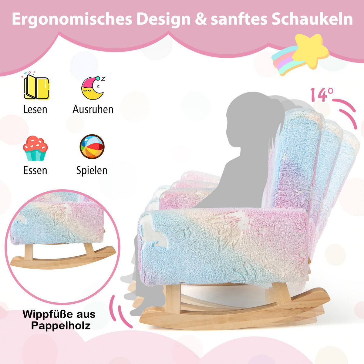 KINDERSOFA 50cm Mehrfarbig - Multicolor, Textil (49/50/56cm) - COSTWAY