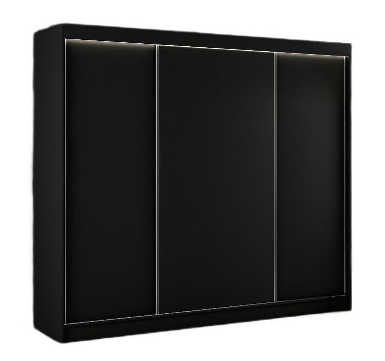 SCHRANK Schwarz BERGO Schiebetür 250 cm - Schwarz, Holzwerkstoff (250/215/61cm) - Sepro Meble