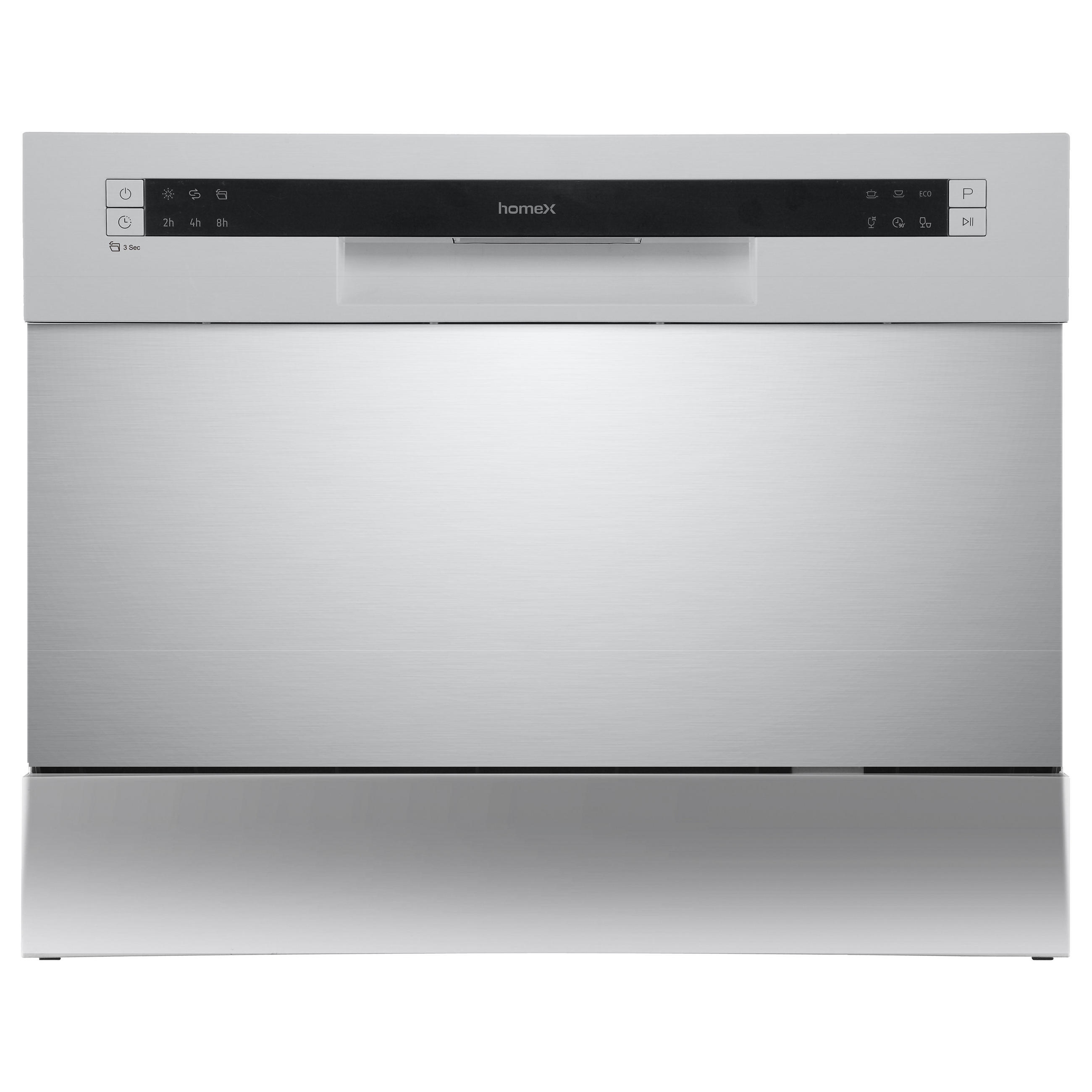 TISCHGESCHIRRSPÜLER, 6 Programme, Mini Spülmaschine für 6 Maßgedecke, Ideal für kleine Wohnungen, AquaStop, GST6AE-S silber - Silberfarben, Kunststoff/Metall (55/44/50cm) - homeX