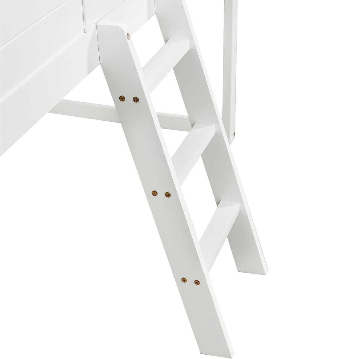 HOCHBETT 90/200 cm in Weiß & Grau Kinderbett mit Treppe, Fallschutz und Fenstern im Hausbett-Design - Weiß, Holzwerkstoff (90/200cm) - STILVORA