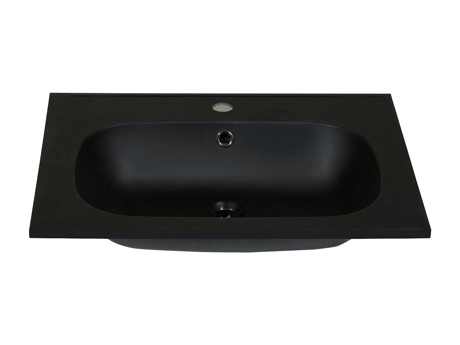 EINBAUWASCHBECKEN - 60 cm x 46 cm - Harz - Schwarz - OKIWA - Schwarz, Kunststoff (60/14.5/46cm) - Vente-Unique