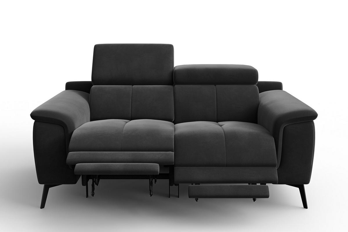 SOFA RELAX FIERO 2-Sitzer, Schwarzer Veloursstoff - Schwarz, Holz/Textil (170/82/103cm) - Courtois Laville