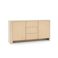 SIDEBOARD Fari Eiche Vincenza, Zweitürige Kommode mit Schubladen - Hellbraun/Schwarz, Holzwerkstoff (168/84/39cm) - Bettso