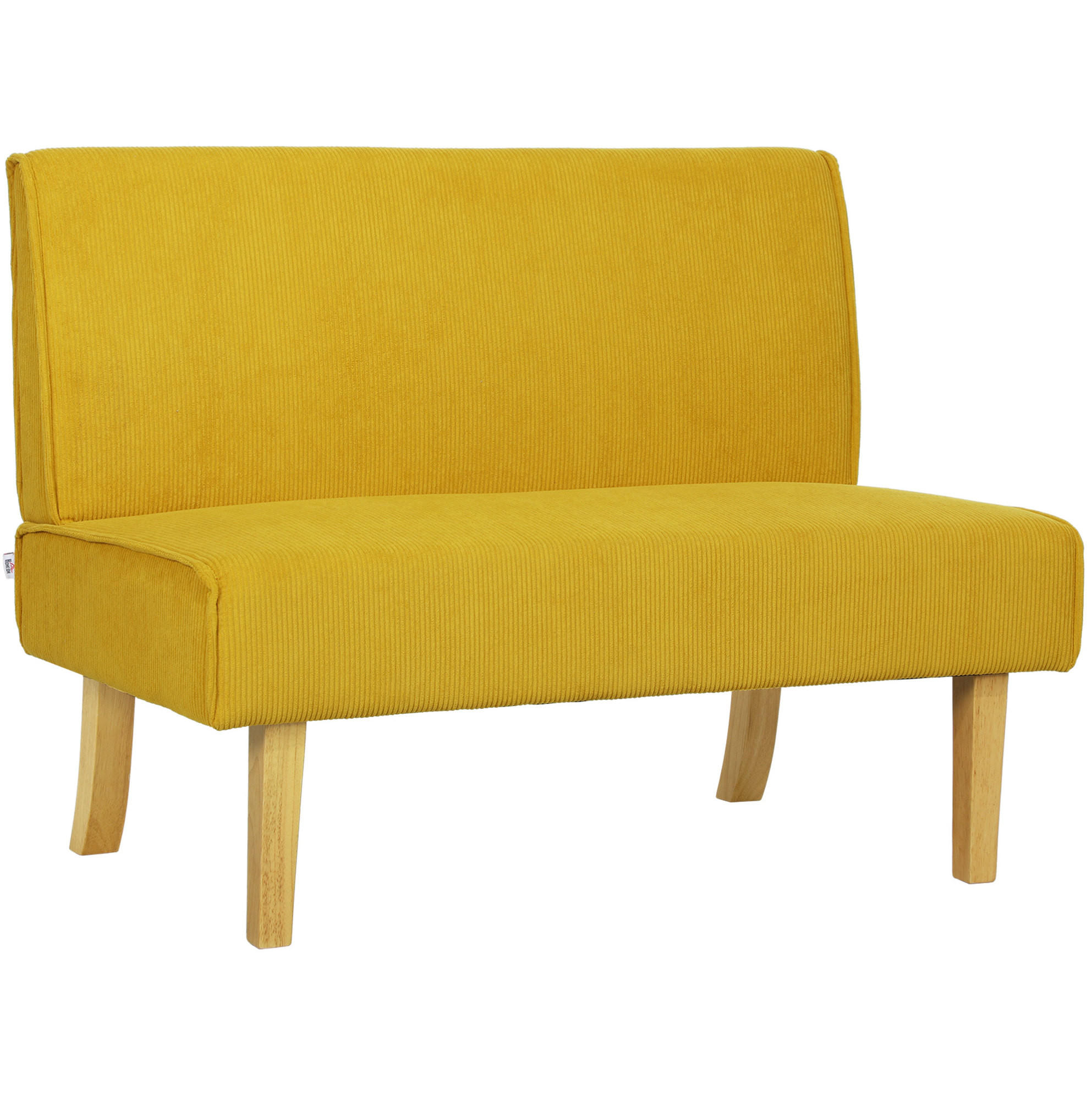 2-SITZER Sofa Cord-Optik Polyester Massivholzrahmen, Holzbeine 110/62/85 cm Gelb - Gelb, Textil (62/85/110cm) - Redom