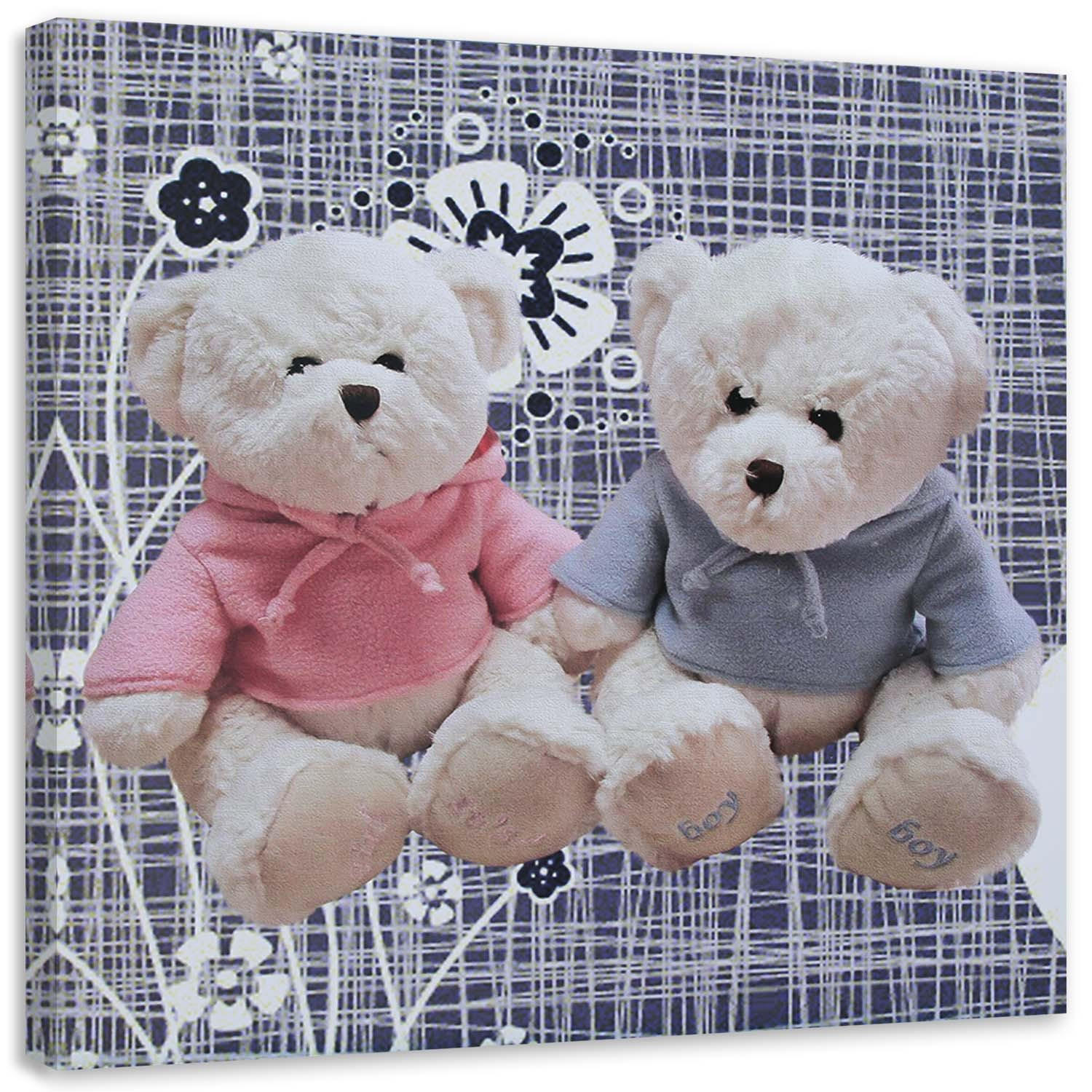 WANDBILD zwei weiße teddys - Multicolor, Textil (50/50cm) - Feeby