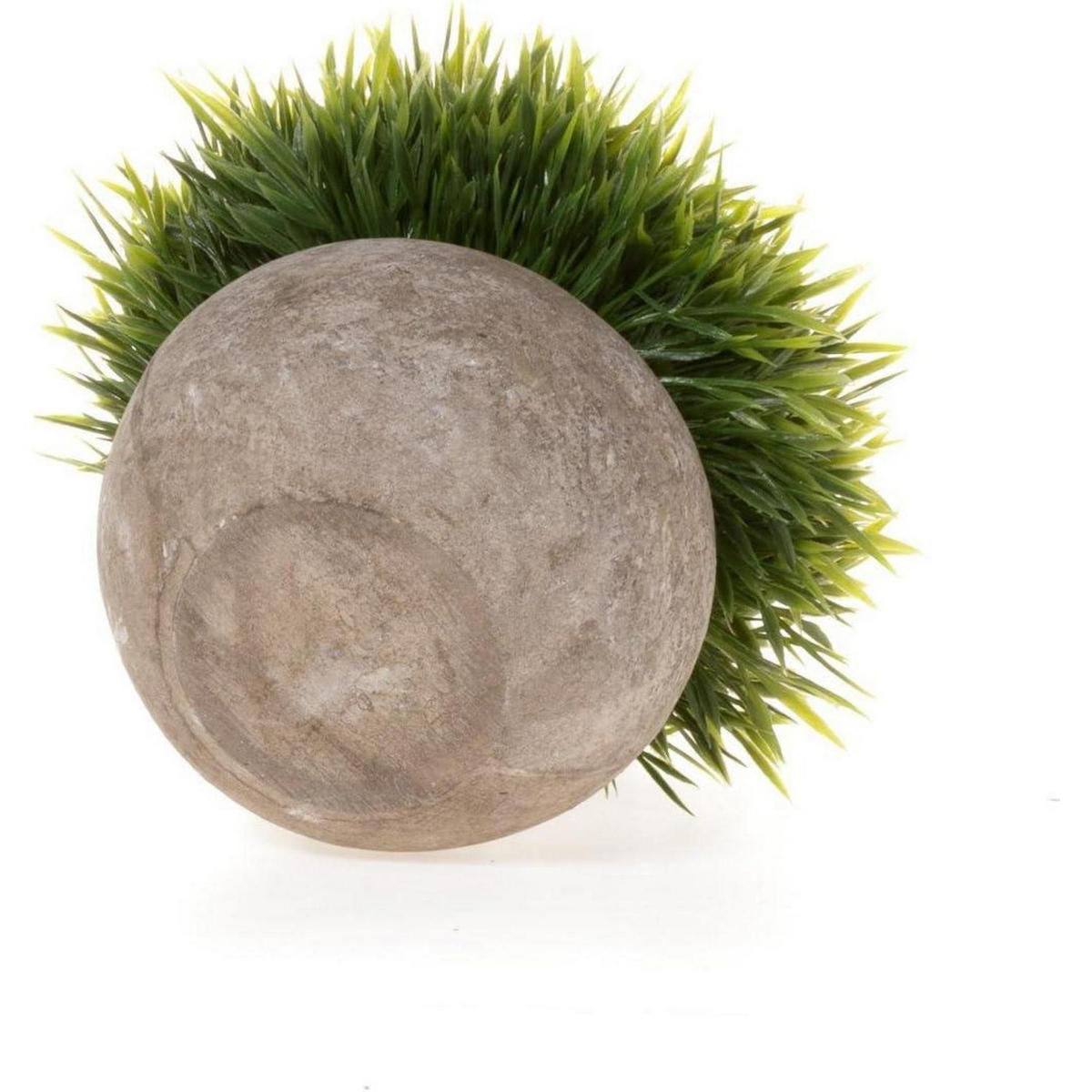 KÜNSTLICHE Topfpflanze Gras Bonsai 6er-Set Beton-Optik - Grün, Kunststoff (12.5cm)