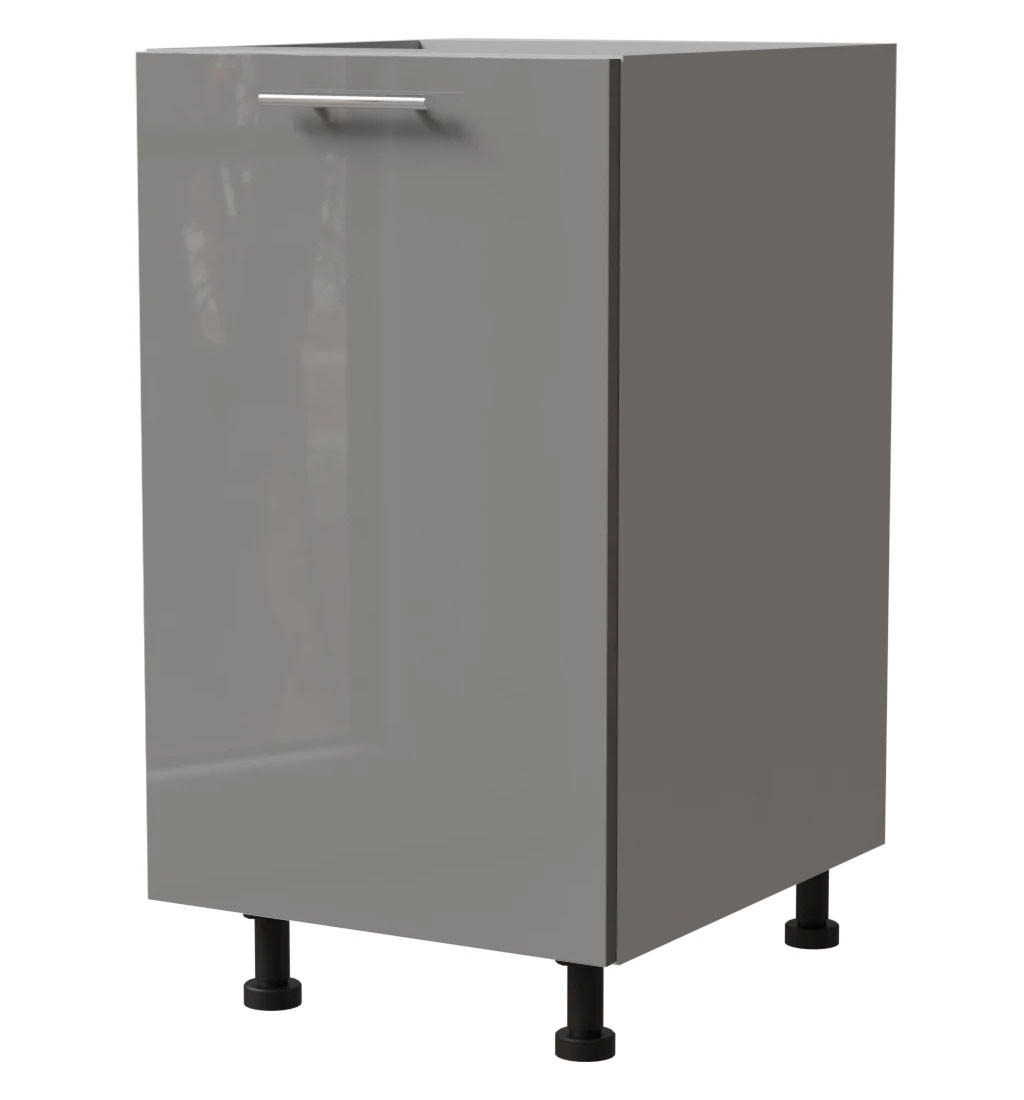 KÜCHENUNTERSCHRANK Essen D1D/45 Grau Hochglanz / Grau Matt 45 / 50 / 82cm - Grau, Holz/Holzwerkstoff (45/82/50cm) - Feldmann-Wohnen