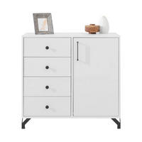 KOMMODE – 90 cm – BERGEN System – Weiß - Weiß Hochglanz, Holzwerkstoff (90/85/40cm) - hi-markt