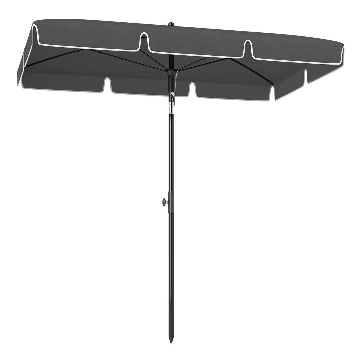 SONNENSCHIRM Grau 198/130 cm Knickbar - Grau, Metall (198/130cm) - PANGIVO