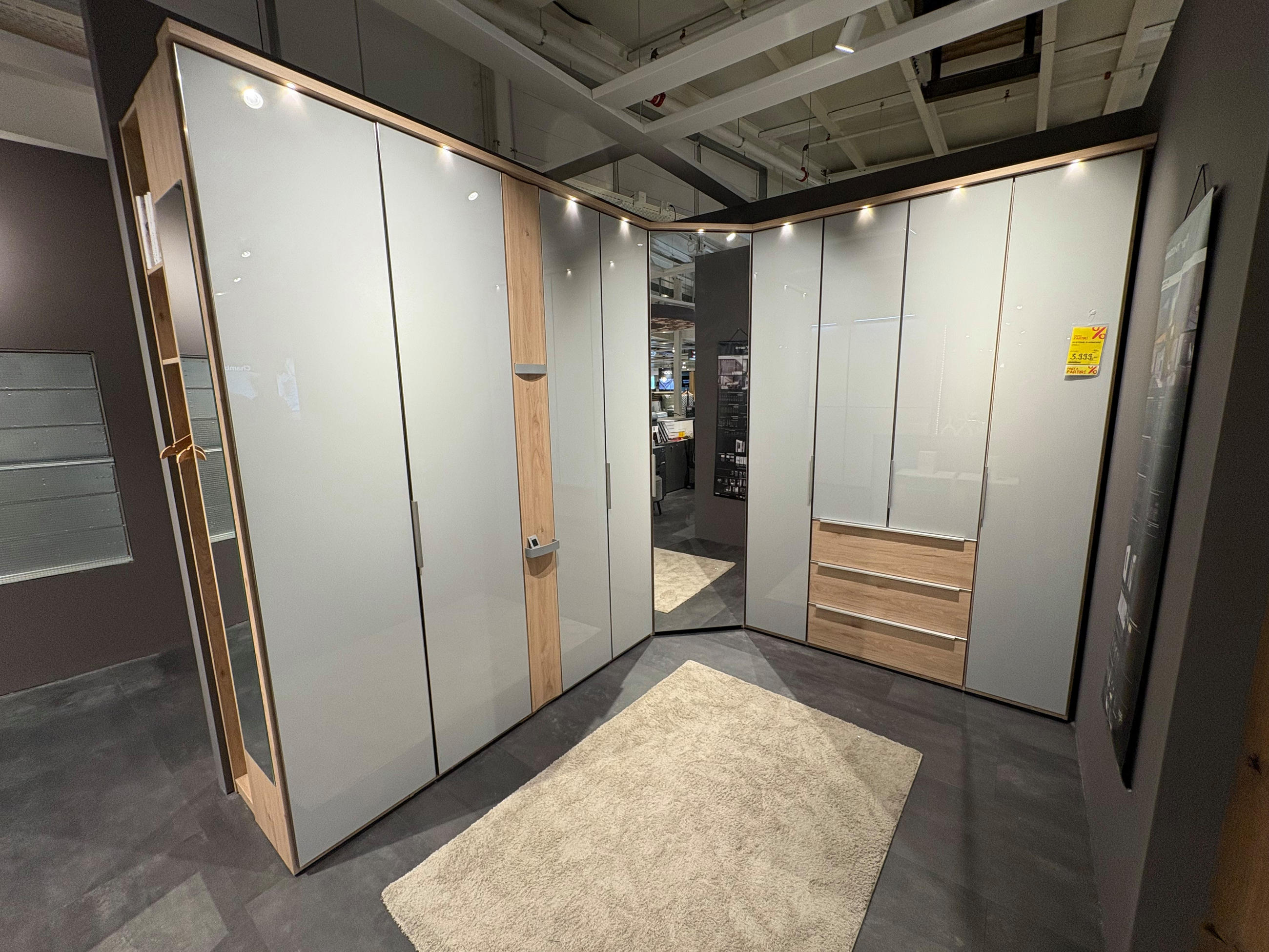 Armoire dressing en chêne et verre couleur gris - Dieter Knoll