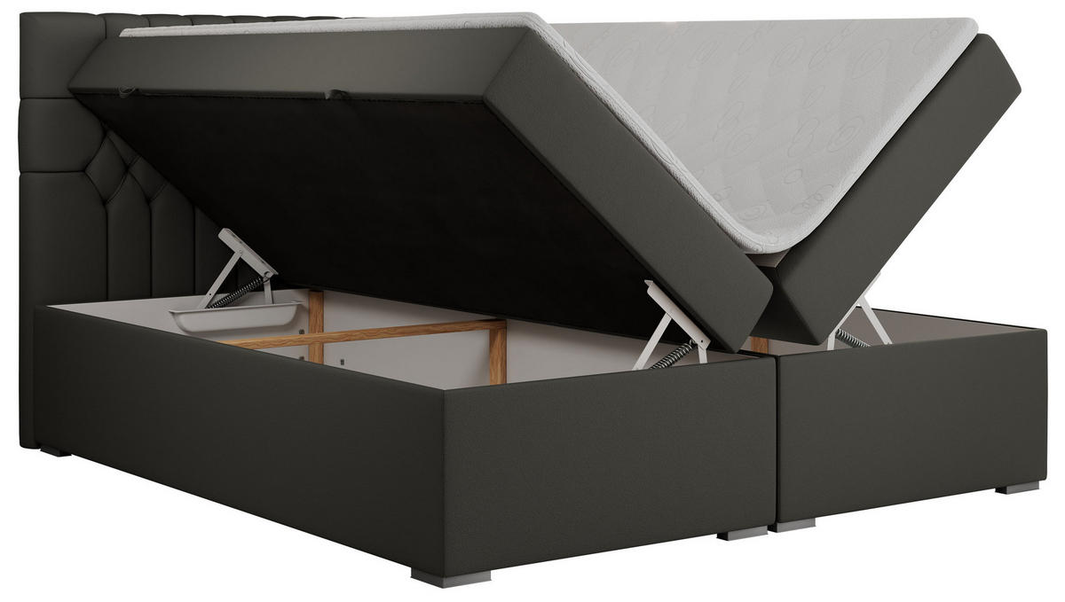 BOXBETT PERA 120/200 Dunkelgrau Kunstleder - H4 - Dunkelgrau, Holz/Textil (120/200cm) - MKS