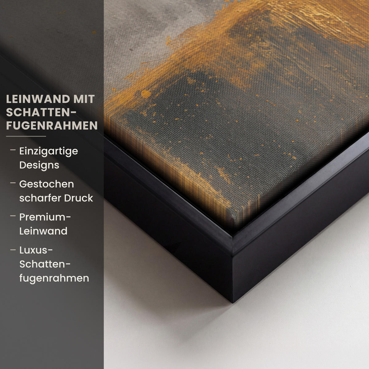 LEINWAND Bilder mit Rahmen - Baum - Blätter - Gold - Abstrakt - 80x60 - Grau, Textil (80/60cm) - MuchoWow