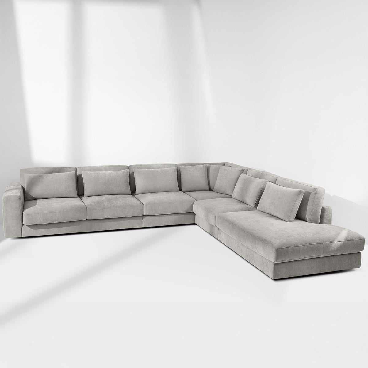 ECKSOFA XL rechts VERUS - Hellgrau, Holz/Holzwerkstoff (377/328cm) - KONSIMO®