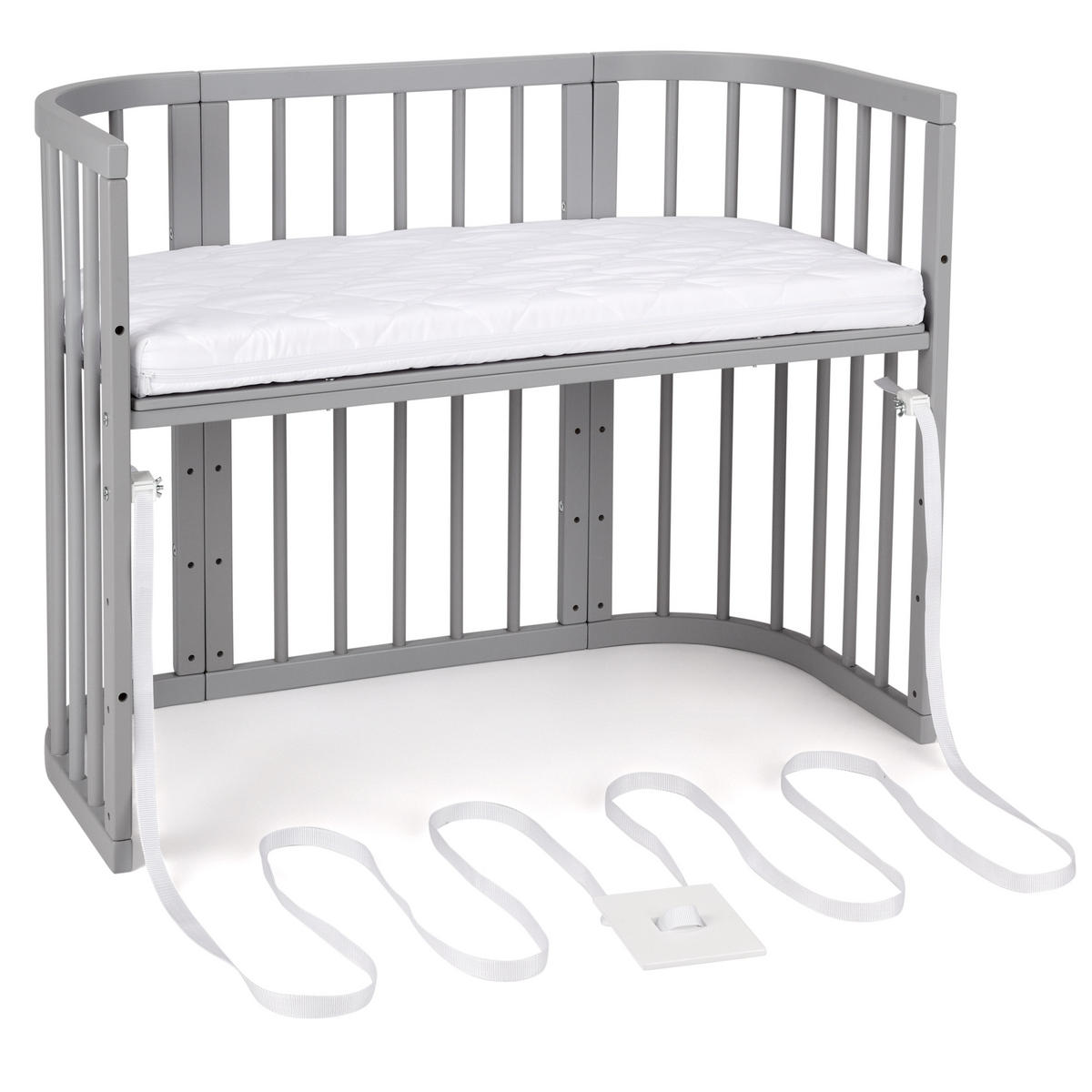BABYBETT GREY, 5in1 mit Matratze - Grau, Holz (65.5/92cm) - waldin