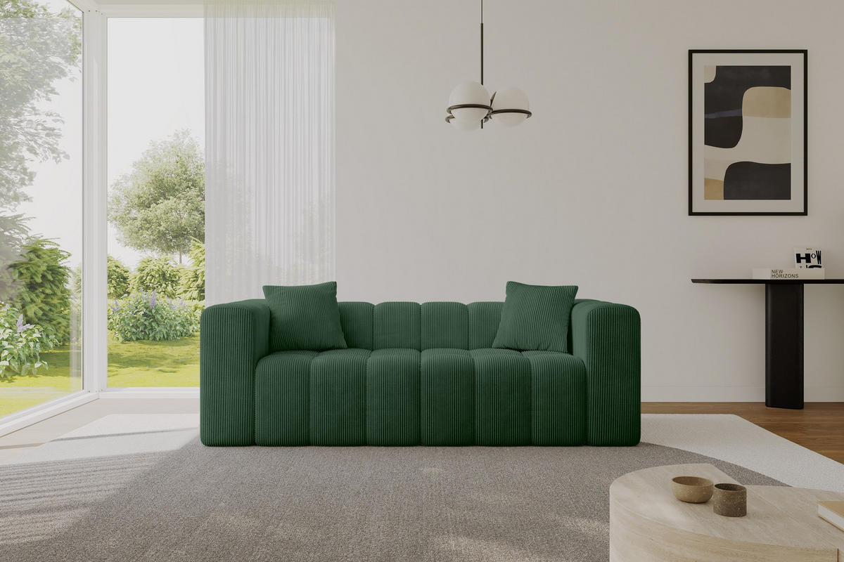 POHOVKA 2-MÍSTNÁ DONY-2 232x90x71 cm Zelená Manšestr - černá/zelená barva, kompozitní dřevo/textil (232/71/90cm) - ALTDECOR