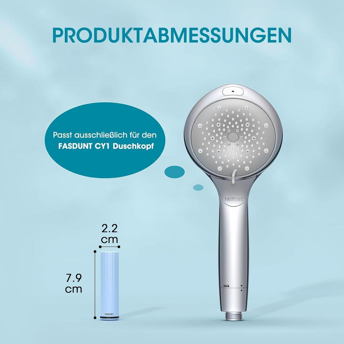 DUSCHKOPF Filter 2 Stück Set 20-Stufen-Filtration - Hellblau, Kunststoff (2.2/2.2/7.9cm)