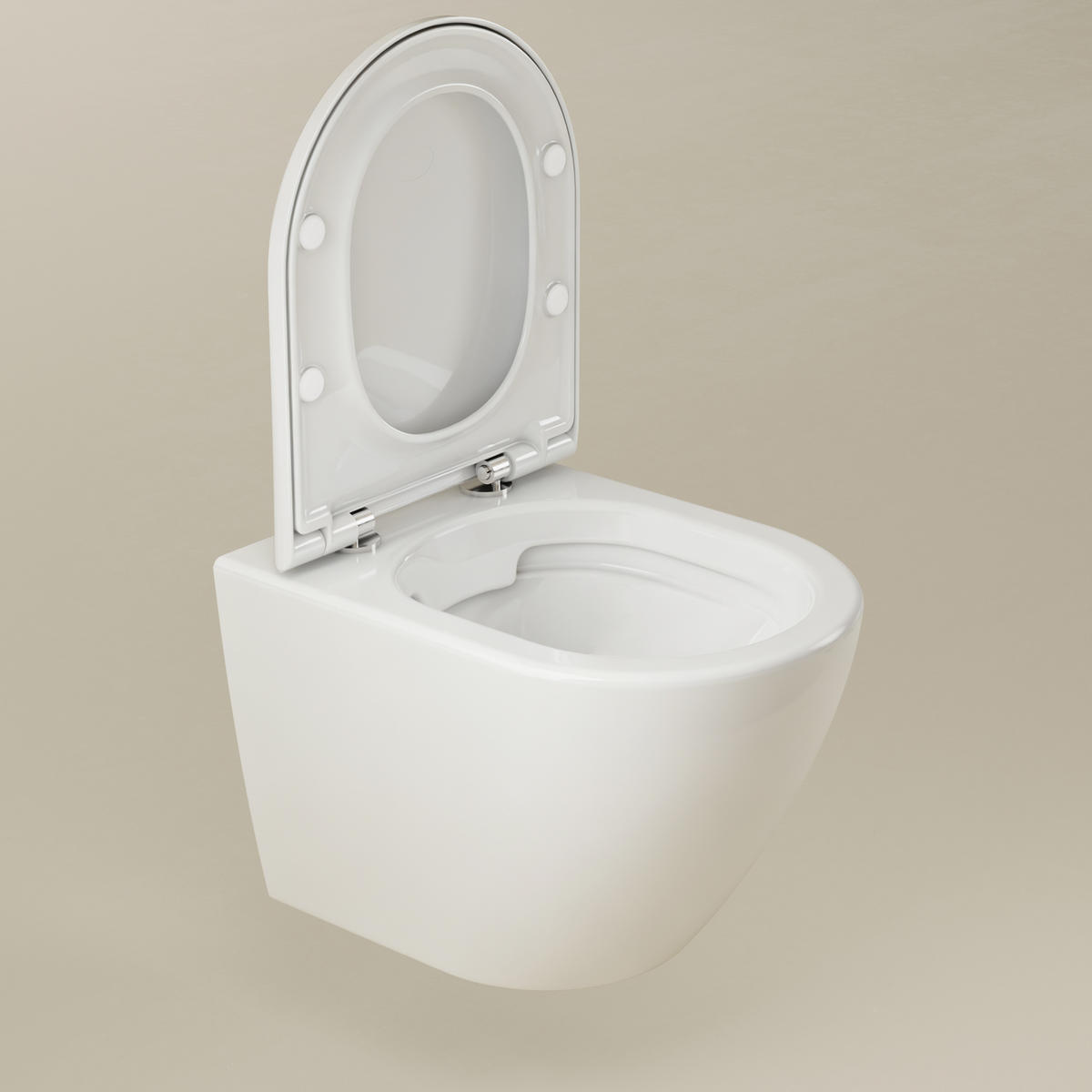 WAND-WC Set ohne Spülrand 49 x 37 cm inkl. WC-Sitz mit Absenkautomatik weiß glänzend - Weiß, Keramik (37/36/49cm) - EMKE