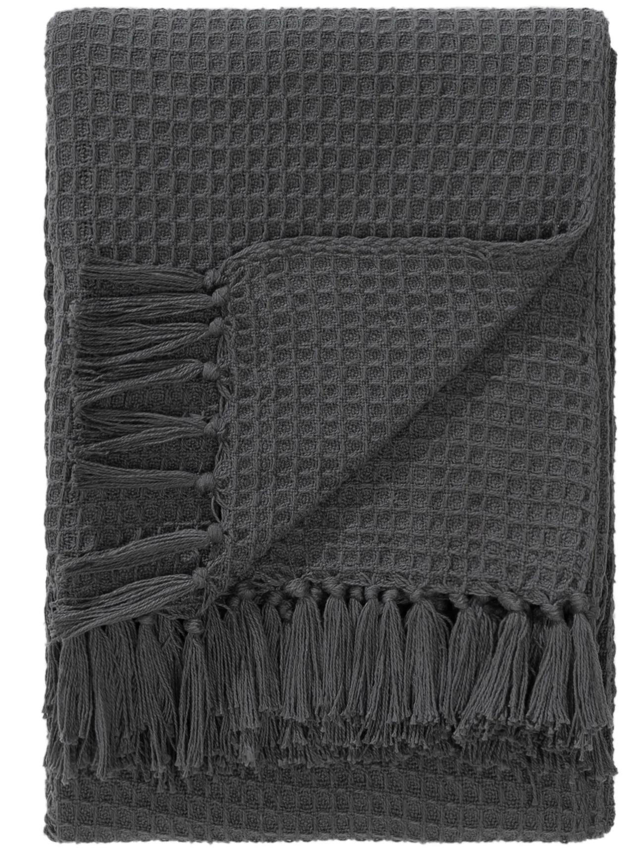 BAUMWOLLDECKE Amalia Dunkelgrau 125x150 cm - Dunkelgrau, Textil (125/150cm) - benuta Pure