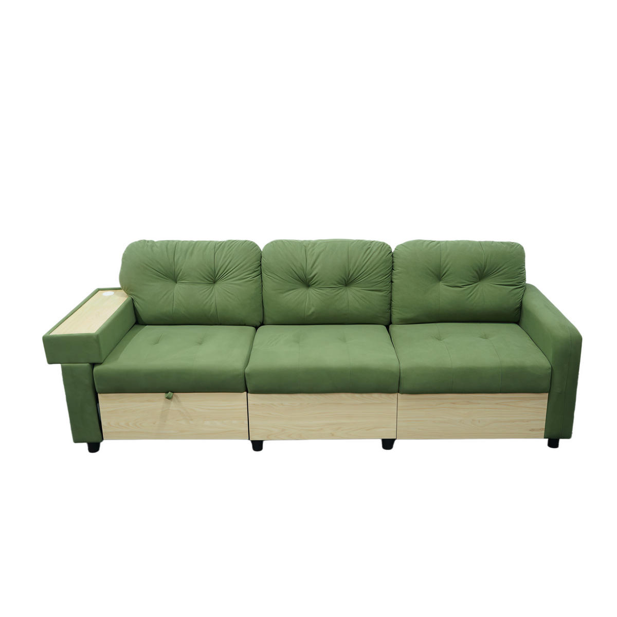 ECKSOFA 228/80/78 cm grün aus Samt mit Stauraum und USB - Grün, Textil (80/228cm) - OKWISH
