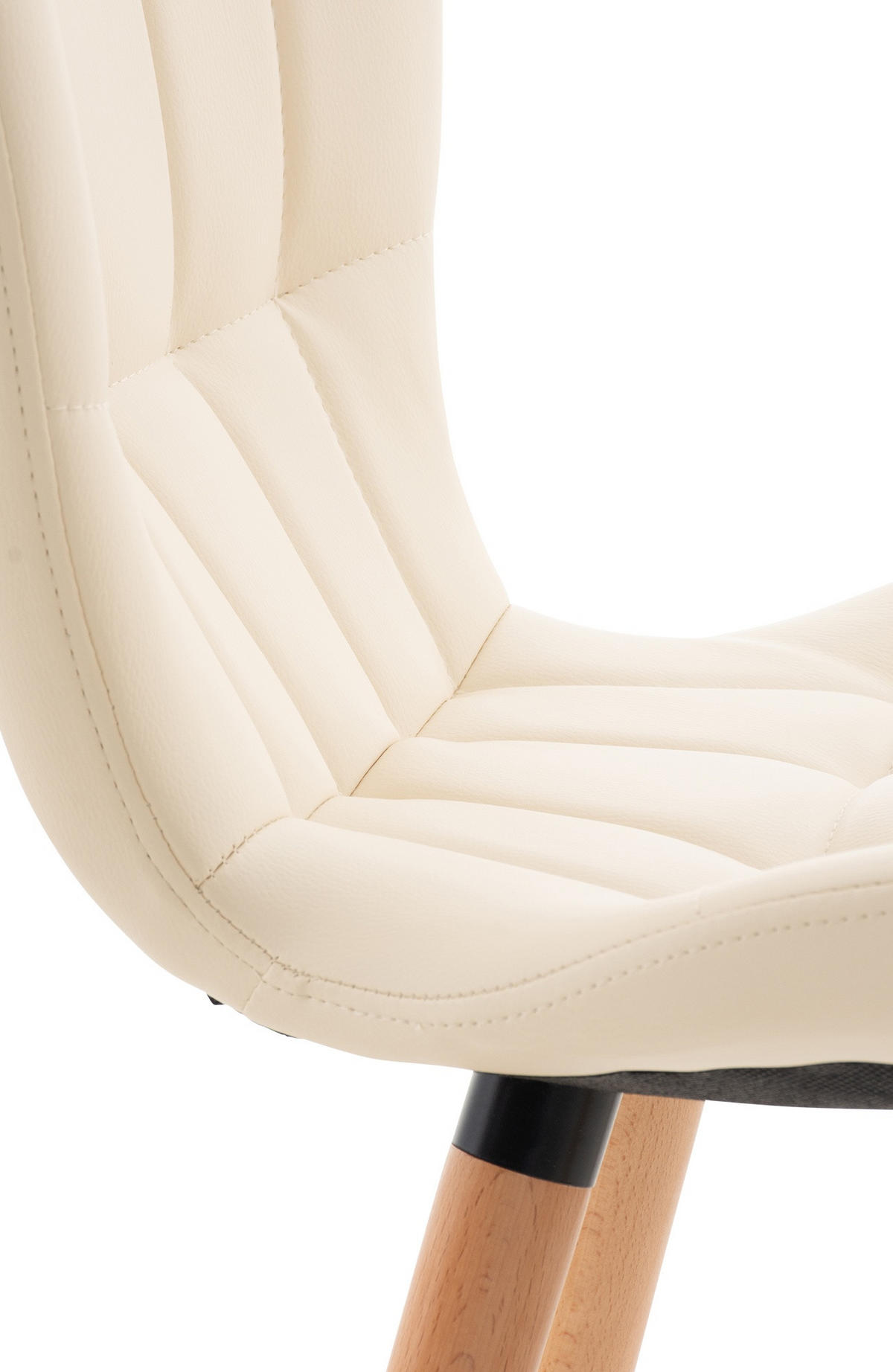 STUHL Lederlook creme - Eukalyptusholzfarben/Creme, Holz/Textil (50/88/63cm) - CLP