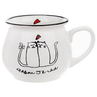 KERAMIKBECHER KATZEN, Keramik, weiß, 300 ml - Multicolor, Keramik (0.3L) - Orion 