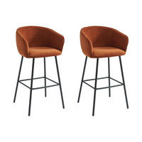 BARHOCKER 2er-Set - Stoff & schwarzes Metall - Terracotta - LAZONI - Braun, Textil (52/101/54cm) - Pascal Morabito