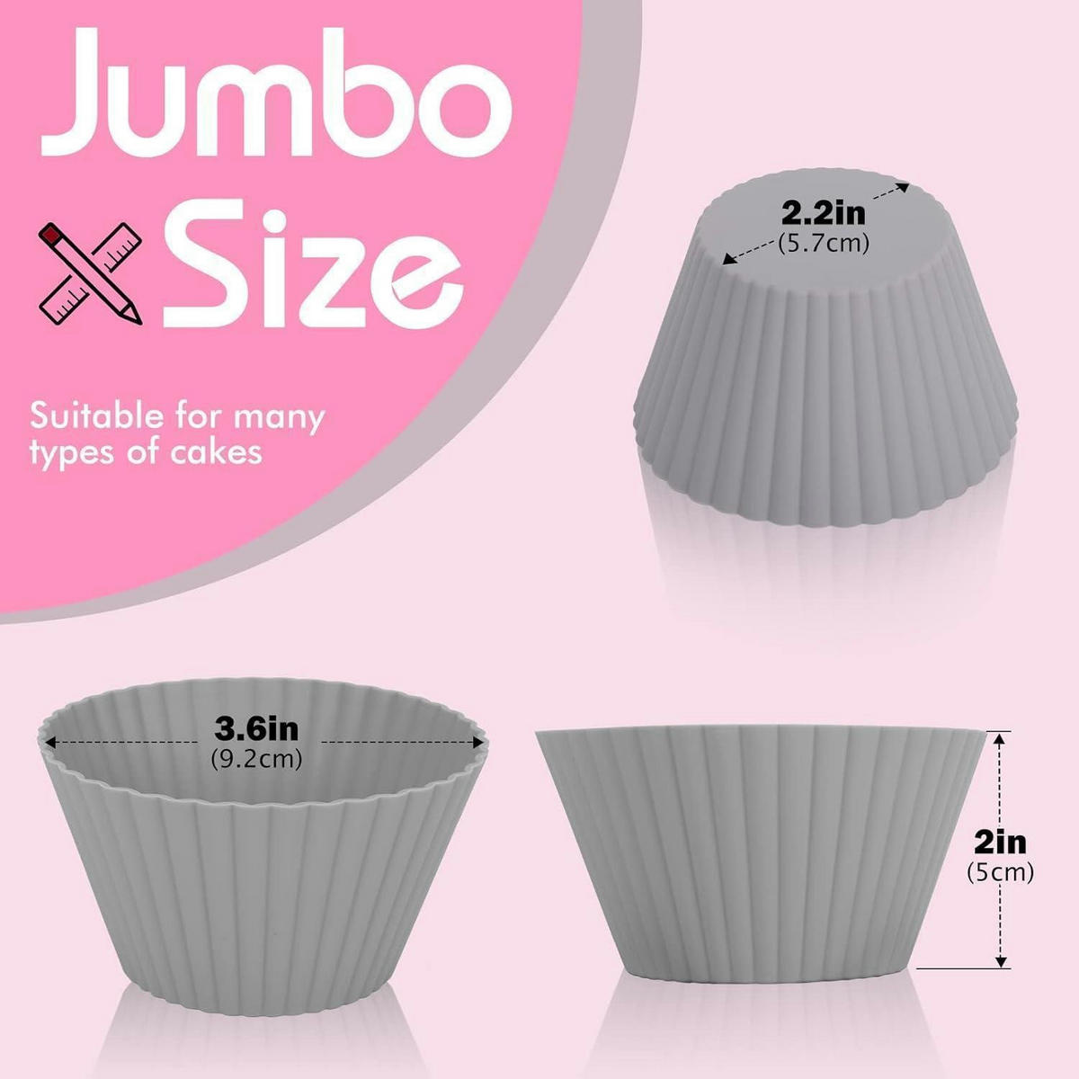 MUFFINFORMEN Silikon 12er-Pack 9,2 cm - Multicolor, Kunststoff (5.7/5/9.2cm)