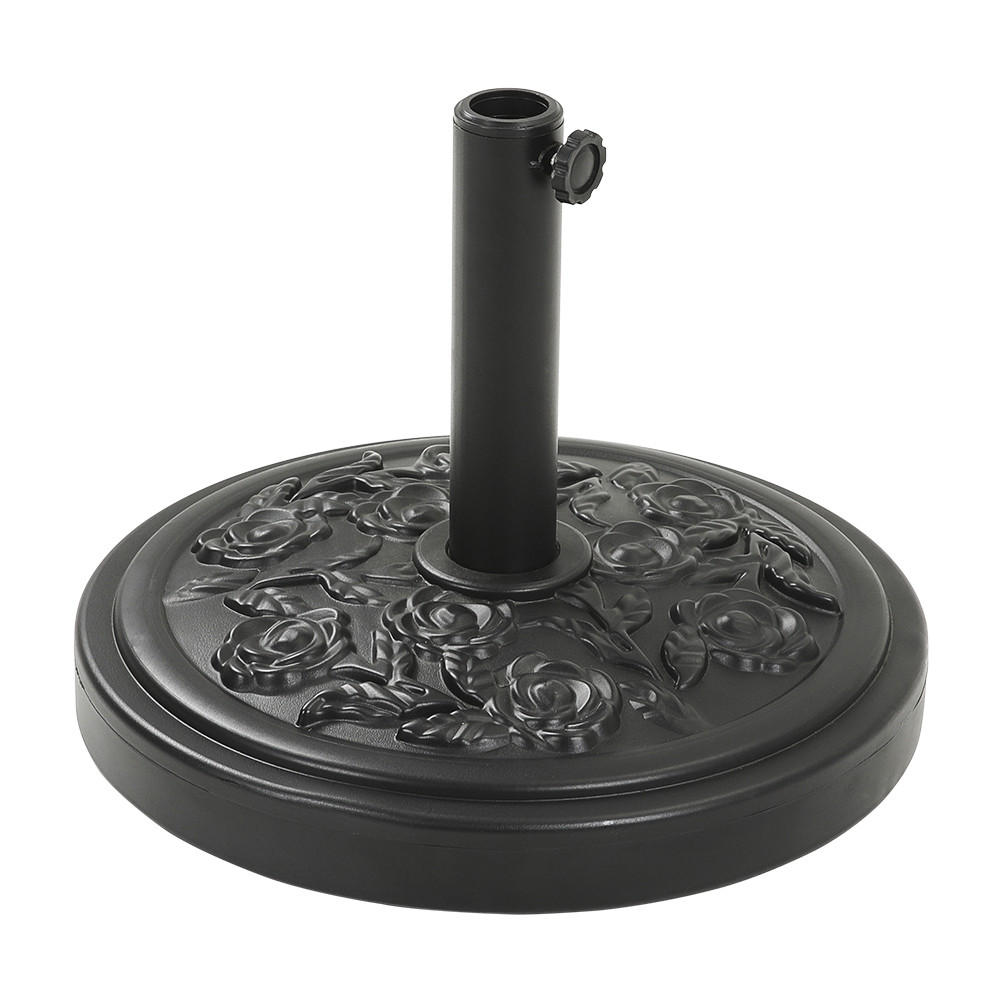 SONNENSCHIRMSTÄNDER Sonnenschirmfuß mit Rollen aus PE + Concrete und Stahl in Schwarzmit dekorativem Rosemuster Schwarz Ø45 × 25 cm 20 kg - Schwarz, Metall (57/51cm) - Livingandhome
