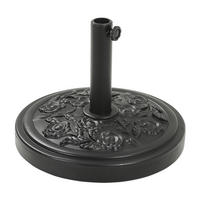 SONNENSCHIRMSTÄNDER Sonnenschirmfuß mit Rollen aus PE + Concrete und Stahl in Schwarzmit dekorativem Rosemuster Schwarz Ø45 × 25 cm 20 kg - Schwarz, Metall (57/51cm) - Livingandhome