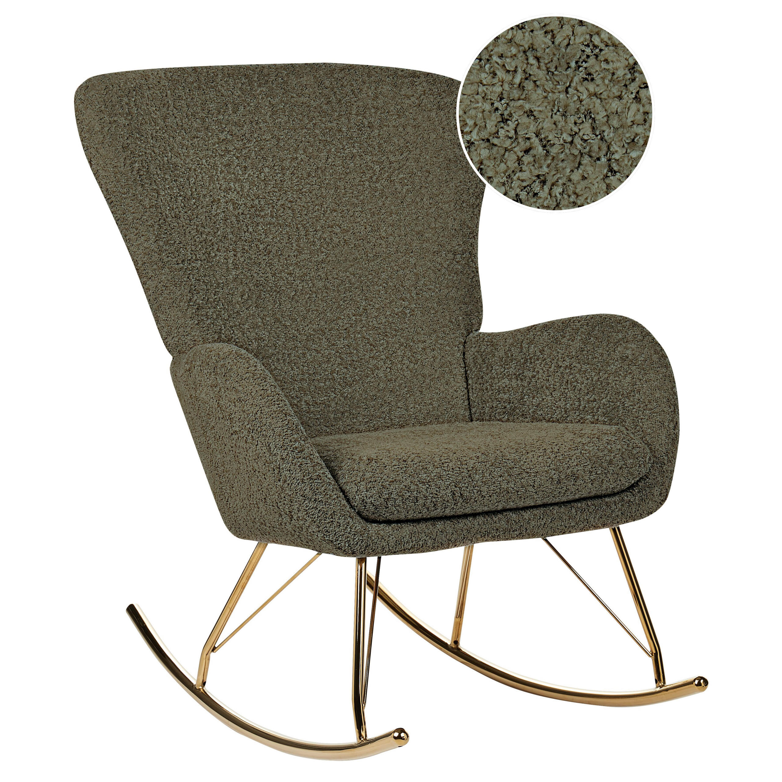 SCHAUKELSESSEL Bouclé Dunkelgrün Anaset - Goldfarben/Grün, Textil (74/99/99cm) - Beliani