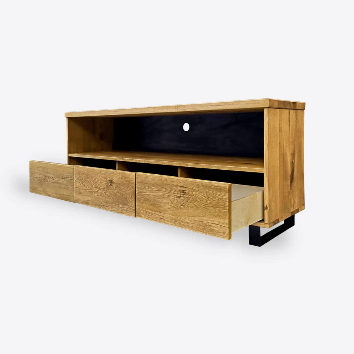 TV-SCHRANK im Loft-Stil mit Schubladen auf Metallbeinen DELIO I - Eichefarben, Holz (170/70/45cm) - Rawood Furniture