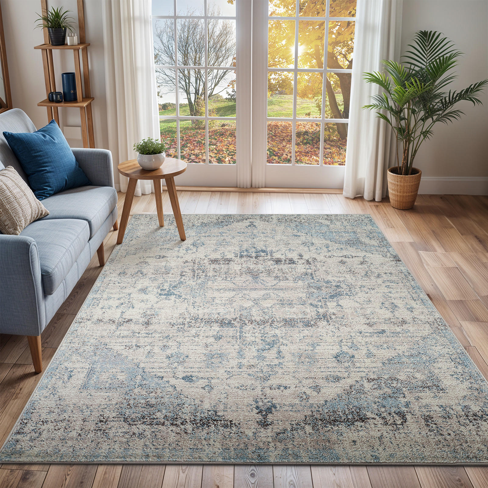 VINTAGE-TEPPICH 120x170 cm Blau - Blau, Naturmaterialien/Textil (120/170cm) - LIVABLISS