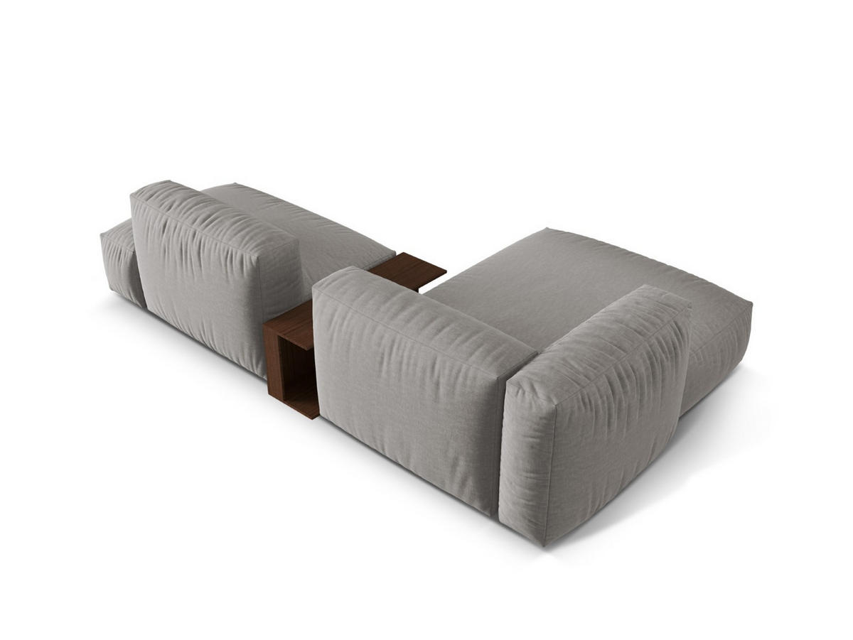 ECKSOFA modular links Martina aus strukturiertem Stoff hellgrau 2 Sitzplätze - Hellgrau, Textil (176/285cm) - Micadoni