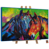 GEMÄLDE Vielfarbige Mähnen Schattenfugenrahmen Blau 120x80 cm - Blau, Holz (120/80cm) - YS-art gallery