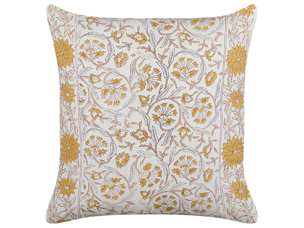 DEKOKISSEN Weiß 45/45 cm Calathea - Weiß, Naturmaterialen/Textil (45/45cm) - Beliani