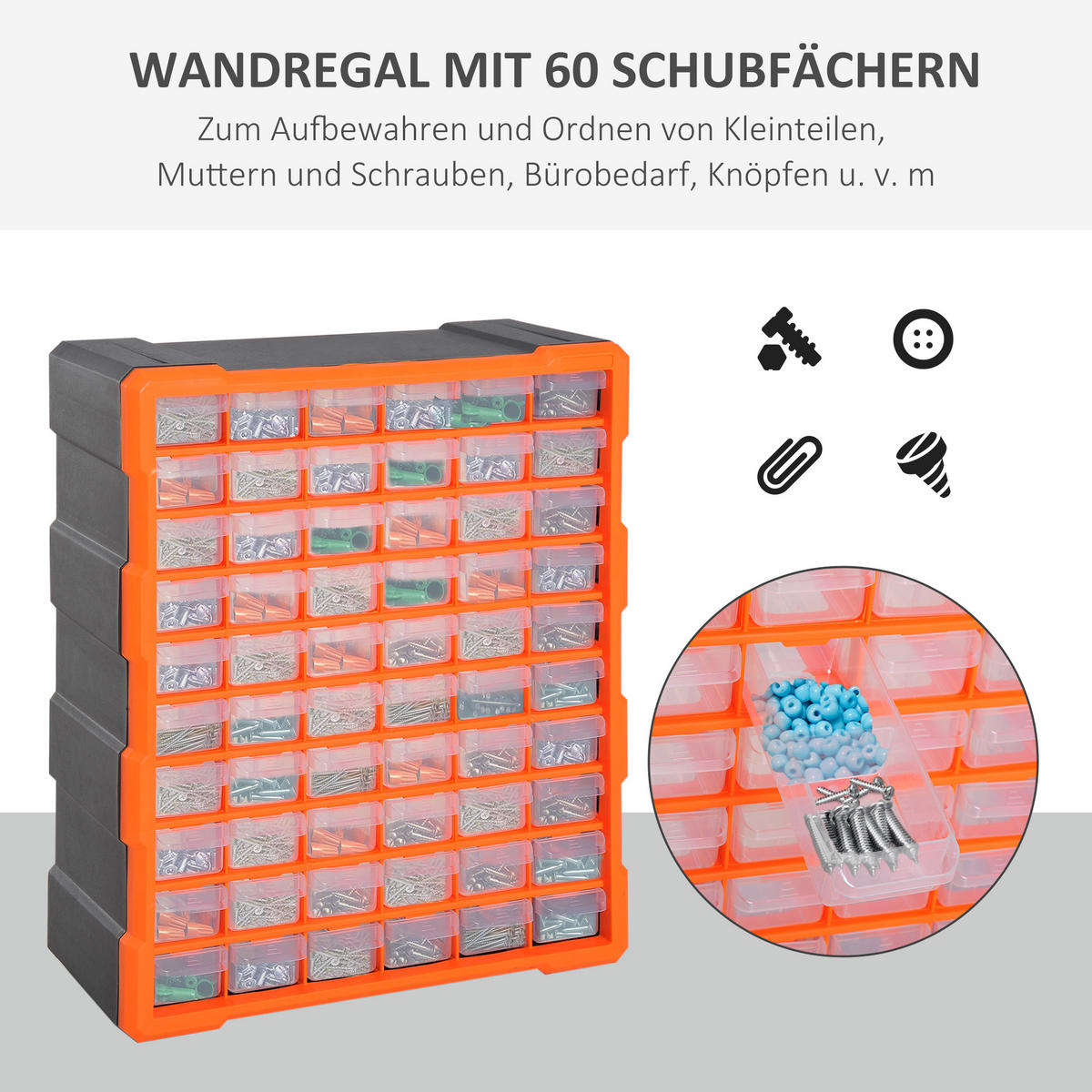 SORTIERKASTEN, Teile Box, Orange - Orange, Kunststoff (16/475/38cm) - DURHAND