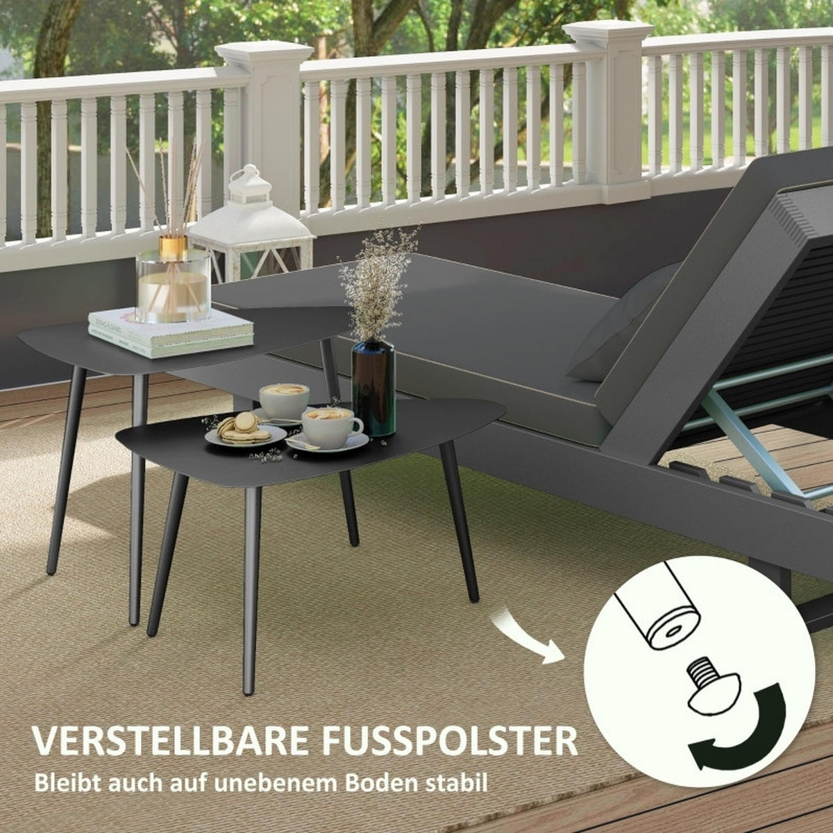 COUCHTISCH 65/45/45 cm & 65/45/35 cm aus Stahl für Innen- und Außenbereich im geometrischen Design, Schwarz - Schwarz, Metall (65/45/45cm) - Redom