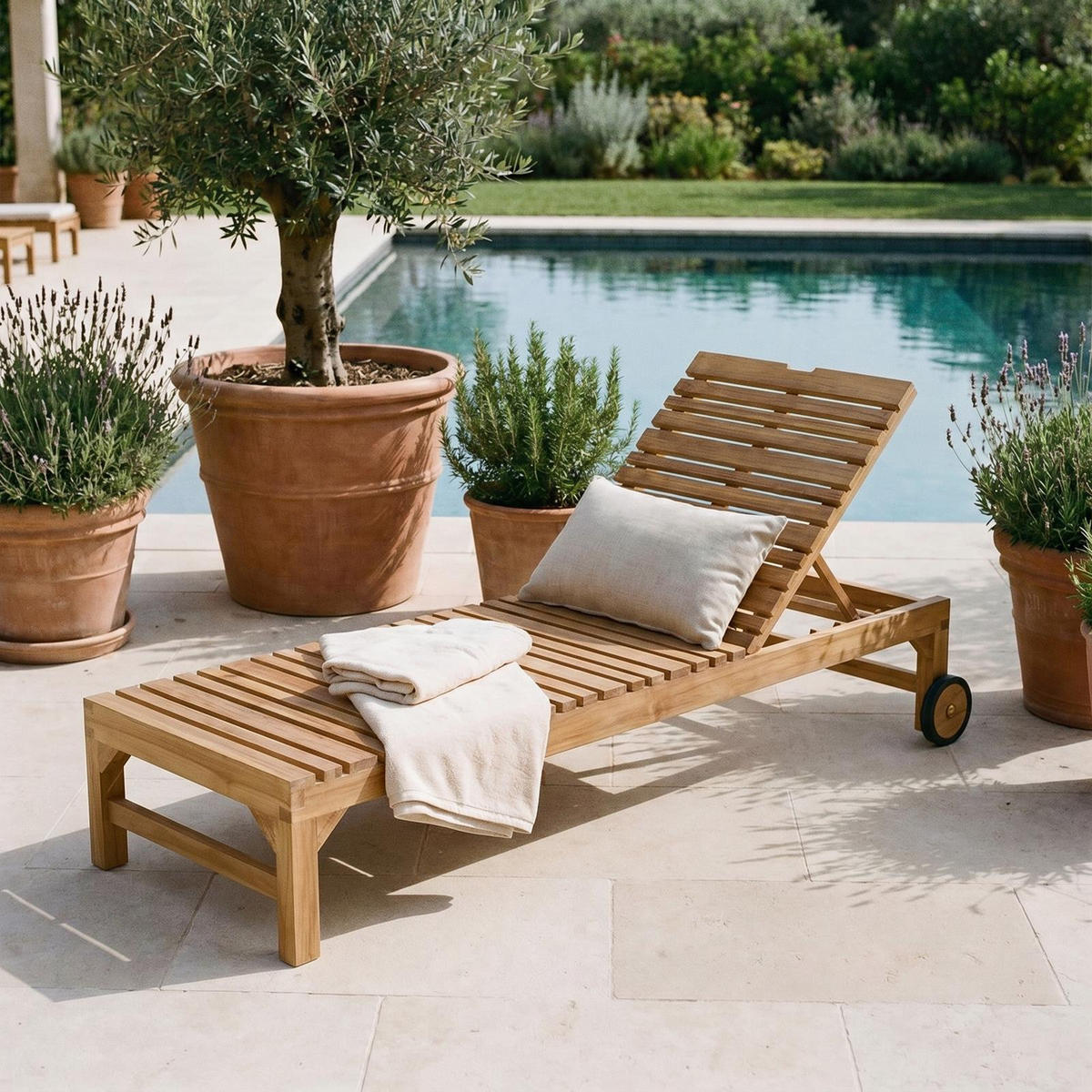 SONNENLIEGE GRANADA natur - Naturfarben, Holz (65/39/200cm) - CARO-Möbel