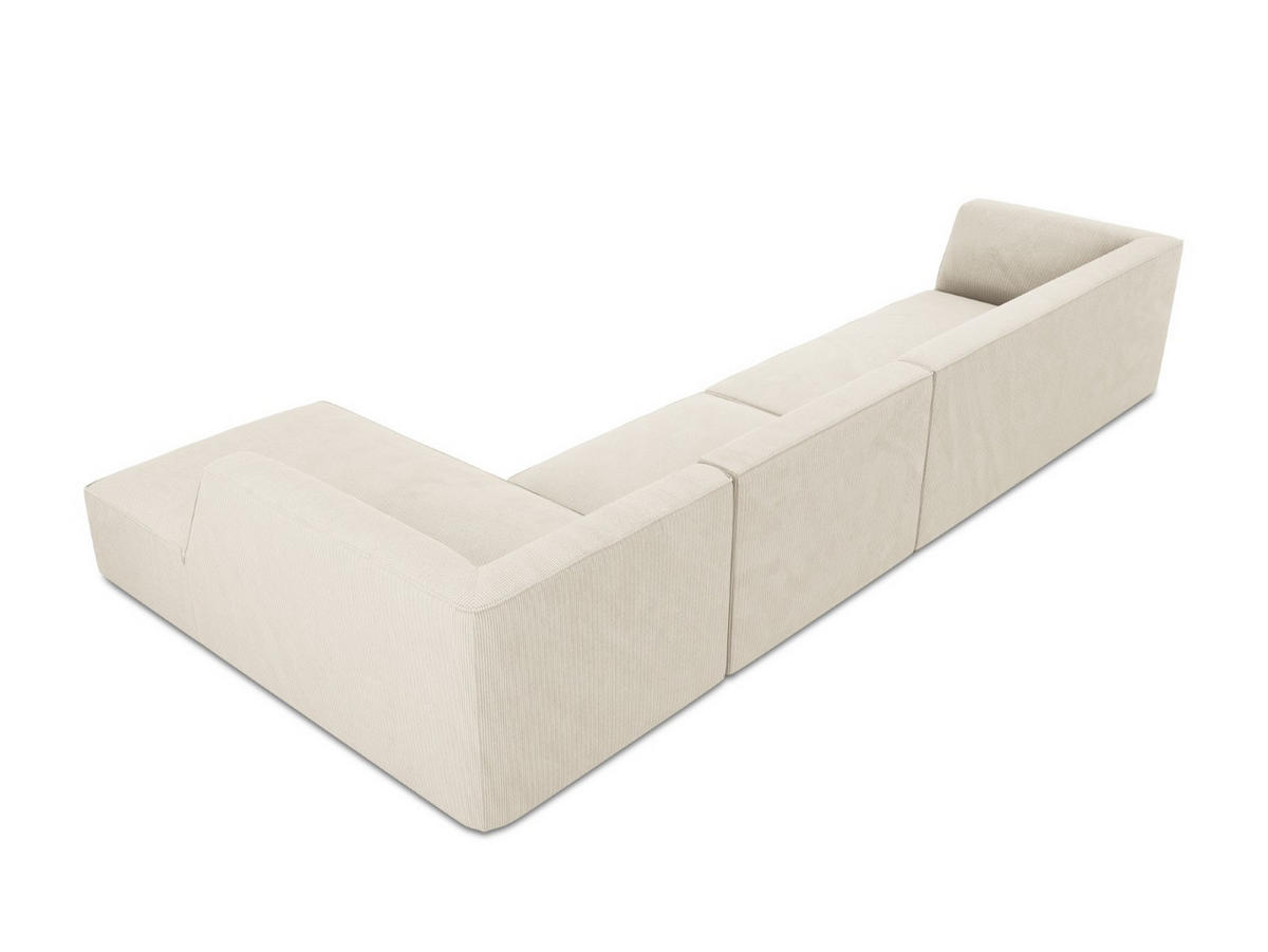 ECKSOFA rechts Ruby aus Cord leichtes beige 5 Sitzplätze - Creme, Textil (180/366cm) - Micadoni