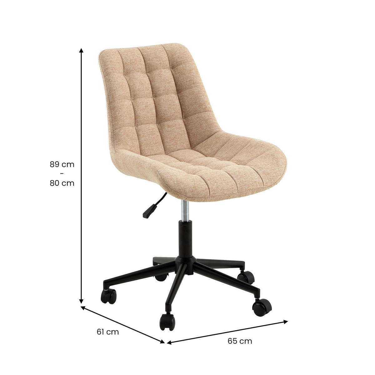 DREHSTUHL TALIA beige - Beige, Textil (53/89/61cm) - IDIMEX