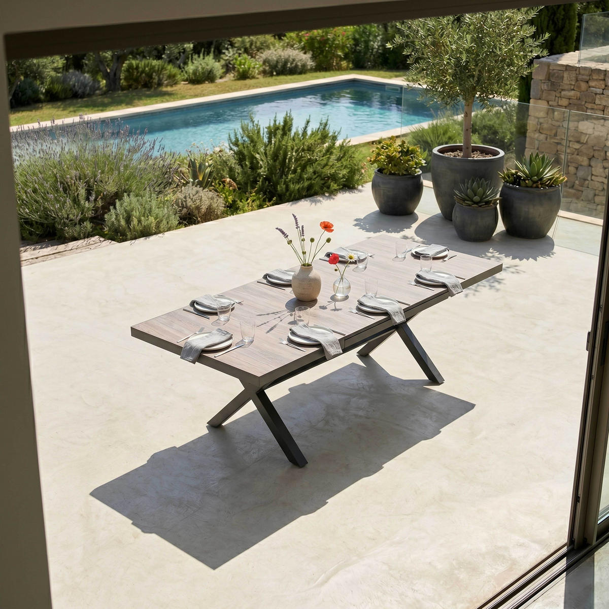 GARTENSET 11-tlg., Braun/Grau - Braun, Metall - Oviala