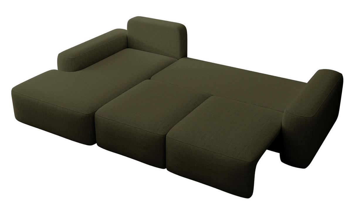 ECKSOFA Carnos Chenille-Bezug in Olivgrün - Olivgrün, Textil (264/162cm) - Selsey