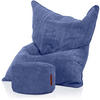 SITZSACK XXL "Square" + Pouf aus Cord - Dunkelblau, Textil (140/25/180cm) - Green Bean
