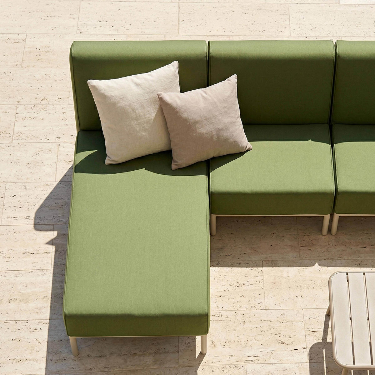 GARTENSOFA mit 6 Sitzplätzen, Khakigrün - Grün, Textil (180/78/360cm) - Oviala